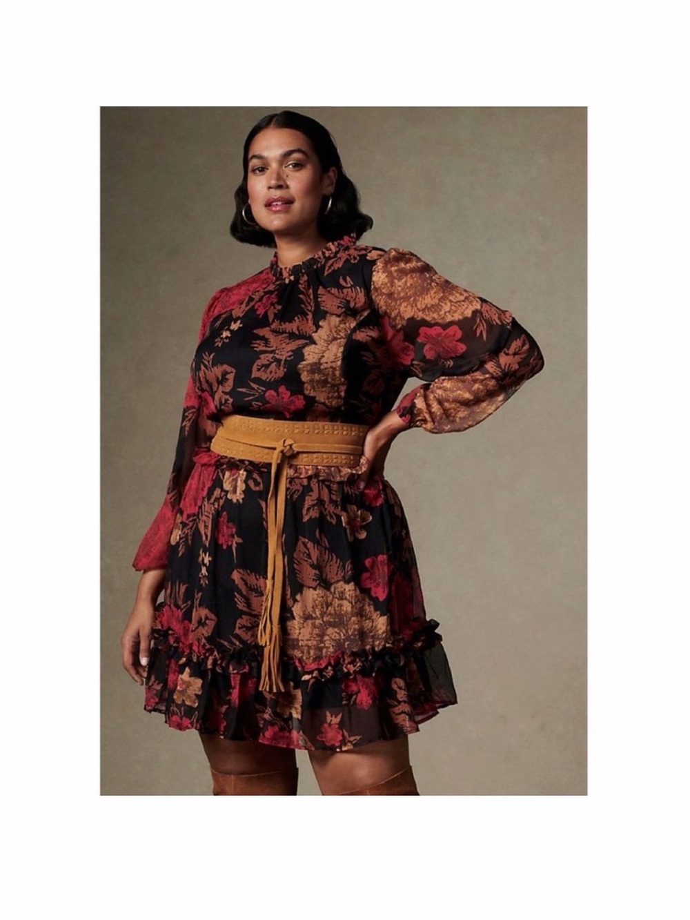 Anthropologie Porridge Puff-Sleeved Floral Mini Dress Plus Size 2X